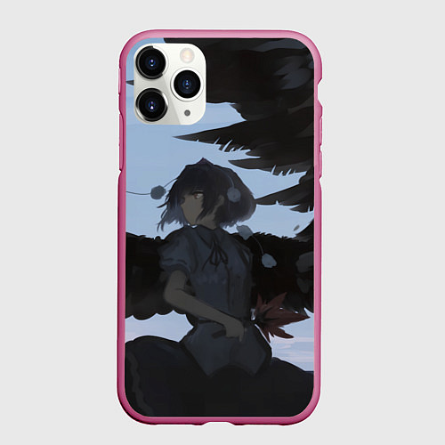Чехол iPhone 11 Pro матовый Touhou Project Aya Шамеймару / 3D-Малиновый – фото 1