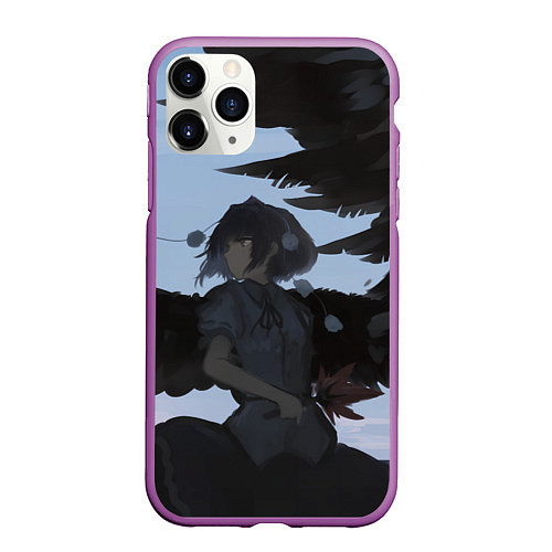 Чехол iPhone 11 Pro матовый Touhou Project Aya Шамеймару / 3D-Фиолетовый – фото 1