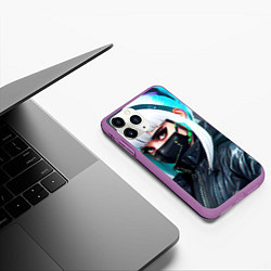 Чехол iPhone 11 Pro матовый Крутая чувиха в маске - киберпанк, цвет: 3D-фиолетовый — фото 2