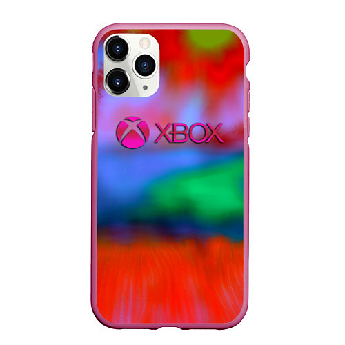 Чехол iPhone 11 Pro матовый Xbox game studio neon / 3D-Малиновый – фото 1