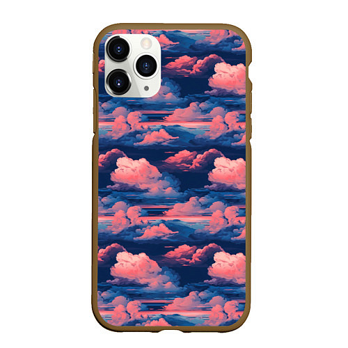 Чехол iPhone 11 Pro матовый Волшебные сине розовые облока / 3D-Коричневый – фото 1