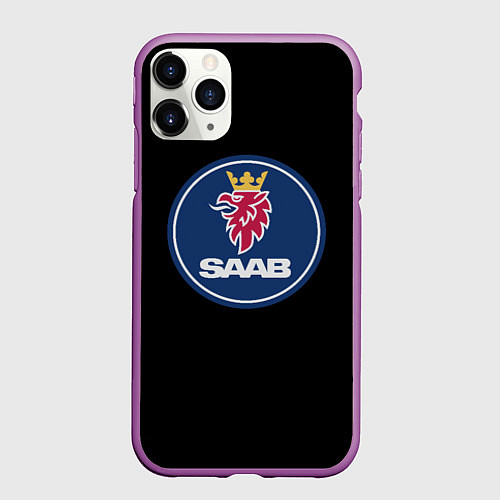 Чехол iPhone 11 Pro матовый Saab sport auto car / 3D-Фиолетовый – фото 1