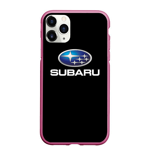 Чехол iPhone 11 Pro матовый Subaru sport auto car / 3D-Малиновый – фото 1