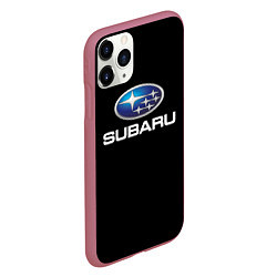 Чехол iPhone 11 Pro матовый Subaru sport auto car, цвет: 3D-малиновый — фото 2