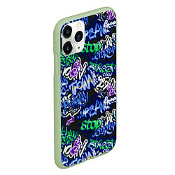 Чехол iPhone 11 Pro матовый Граффити паттерн, цвет: 3D-салатовый — фото 2