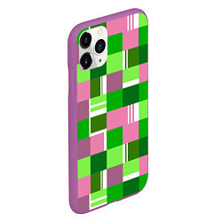 Чехол iPhone 11 Pro матовый Ретро квадраты ванильные, цвет: 3D-фиолетовый — фото 2