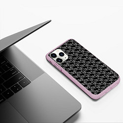 Чехол iPhone 11 Pro матовый Киберпанк линии белые, цвет: 3D-розовый — фото 2