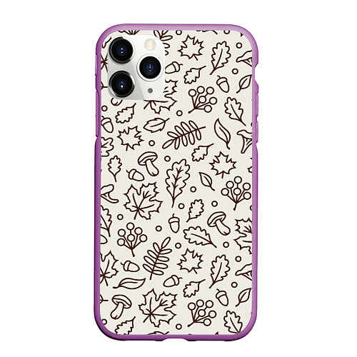 Чехол iPhone 11 Pro матовый Осень - бежевый 2 / 3D-Фиолетовый – фото 1