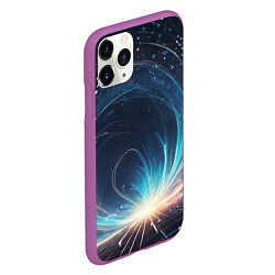 Чехол iPhone 11 Pro матовый Космический абстрактный узор - нейросеть, цвет: 3D-фиолетовый — фото 2