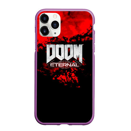 Чехол iPhone 11 Pro матовый Doom blood game / 3D-Фиолетовый – фото 1