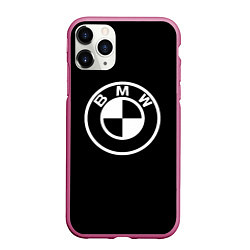 Чехол iPhone 11 Pro матовый Bmw sport white, цвет: 3D-малиновый