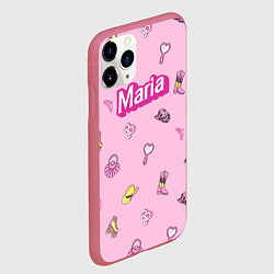 Чехол iPhone 11 Pro матовый Имя Мария в стиле барби - розовый паттерн аксессуа, цвет: 3D-малиновый — фото 2