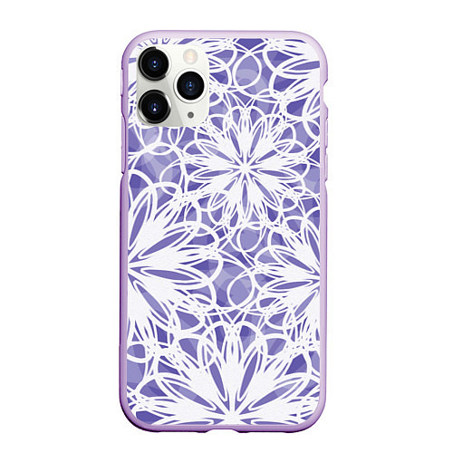 Чехол iPhone 11 Pro матовый Стилизованные цветы абстракция / 3D-Сиреневый – фото 1