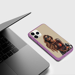 Чехол iPhone 11 Pro матовый Девушка с тату, цвет: 3D-фиолетовый — фото 2