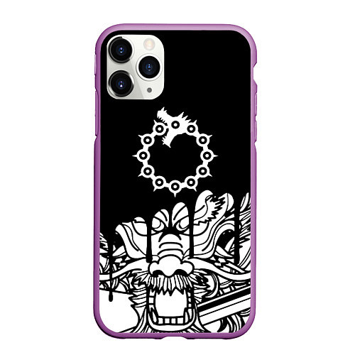 Чехол iPhone 11 Pro матовый 7 смертных грехов dragon / 3D-Фиолетовый – фото 1