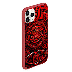 Чехол iPhone 11 Pro матовый Скандинавский орнамент викингов, цвет: 3D-красный — фото 2