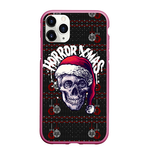 Чехол iPhone 11 Pro матовый Horror xmas / 3D-Малиновый – фото 1