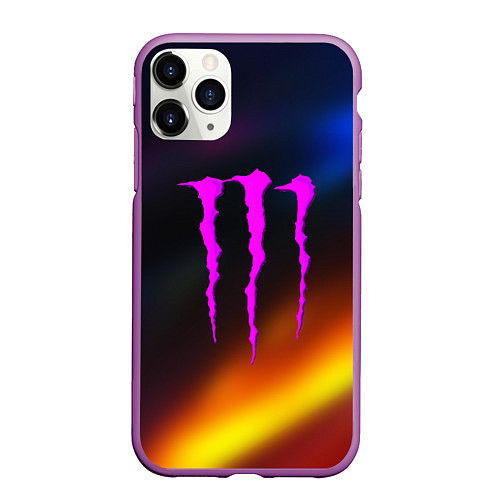 Чехол iPhone 11 Pro матовый Monster energy gradient color / 3D-Фиолетовый – фото 1