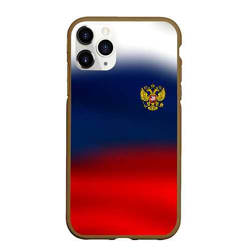 Чехол iPhone 11 Pro матовый Символика России герб / 3D-Коричневый – фото 1