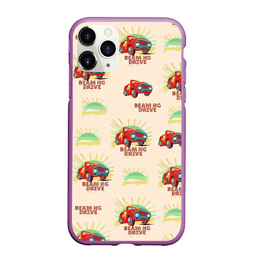 Чехол iPhone 11 Pro матовый Машина ретро / 3D-Фиолетовый – фото 1
