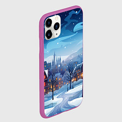 Чехол iPhone 11 Pro матовый Новогодний город, цвет: 3D-фиолетовый — фото 2