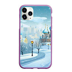 Чехол iPhone 11 Pro матовый Новогодний город России