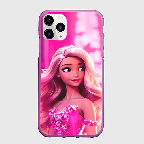 Чехол iPhone 11 Pro матовый Барби кукла в вечернем платье от нейросети / 3D-Фиолетовый – фото 1