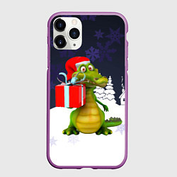 Чехол iPhone 11 Pro матовый Дракон с подарками, цвет: 3D-фиолетовый