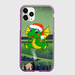 Чехол iPhone 11 Pro матовый Зеленый дракончик 2024
