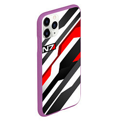 Чехол iPhone 11 Pro матовый Mass effect - white uniform n7, цвет: 3D-фиолетовый — фото 2