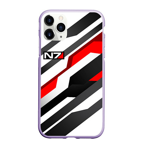 Чехол iPhone 11 Pro матовый Mass effect - white uniform n7 / 3D-Светло-сиреневый – фото 1