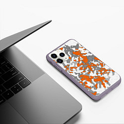 Чехол iPhone 11 Pro матовый Абстракция серо-оранжевый, цвет: 3D-серый — фото 2