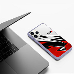 Чехол iPhone 11 Pro матовый N7 mass effect - white and red, цвет: 3D-светло-сиреневый — фото 2