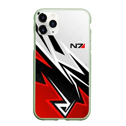 Чехол iPhone 11 Pro матовый N7 mass effect - white and red, цвет: 3D-салатовый