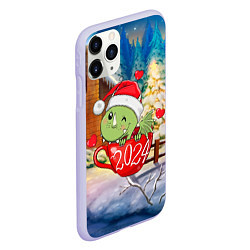 Чехол iPhone 11 Pro матовый 2024 дракон в кружке, цвет: 3D-светло-сиреневый — фото 2