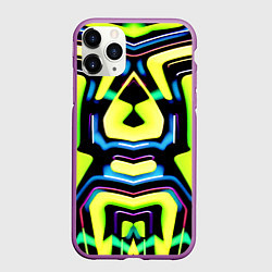 Чехол iPhone 11 Pro матовый Mirror abstract composition - неон