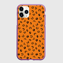 Чехол iPhone 11 Pro матовый Тыквенный узор, цвет: 3D-фиолетовый
