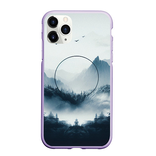 Чехол iPhone 11 Pro матовый Утренние горы / 3D-Светло-сиреневый – фото 1