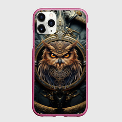 Чехол iPhone 11 Pro матовый Сова в викинг-стиле, цвет: 3D-малиновый