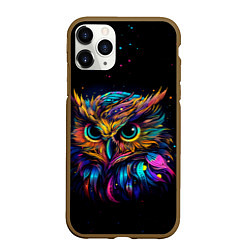 Чехол iPhone 11 Pro матовый Разноцветная цифровая сова - нейросеть, цвет: 3D-коричневый