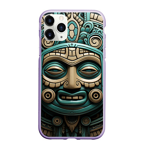Чехол iPhone 11 Pro матовый Орнамент в стиле индейцев майя / 3D-Светло-сиреневый – фото 1