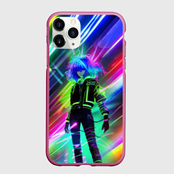Чехол iPhone 11 Pro матовый Неоновая девчонка - аниме - нейросеть