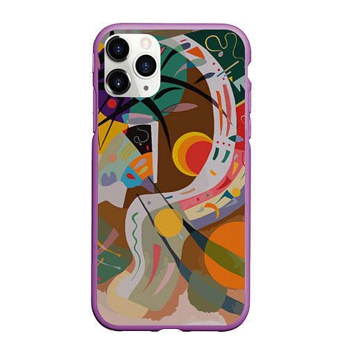 Чехол iPhone 11 Pro матовый Искусство Кандинского - Доминирующая кривая / 3D-Фиолетовый – фото 1