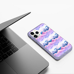 Чехол iPhone 11 Pro матовый Розовые горы паттерн, цвет: 3D-светло-сиреневый — фото 2