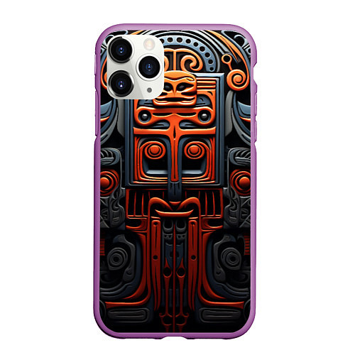 Чехол iPhone 11 Pro матовый Арт в этническом стиле / 3D-Фиолетовый – фото 1