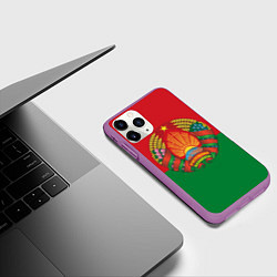 Чехол iPhone 11 Pro матовый Республика Беларусь, цвет: 3D-фиолетовый — фото 2