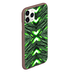 Чехол iPhone 11 Pro матовый Кибер неоновая броня зелёная, цвет: 3D-коричневый — фото 2