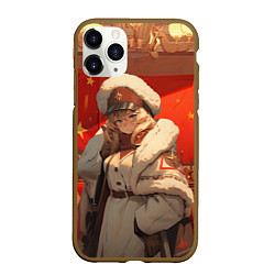 Чехол iPhone 11 Pro матовый Девочка и СССР, цвет: 3D-коричневый