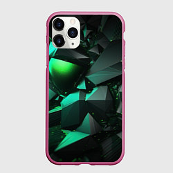 Чехол iPhone 11 Pro матовый Зеленые абстрактные объекты