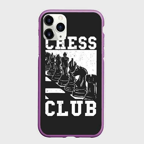Чехол iPhone 11 Pro матовый Шахматный клуб / 3D-Фиолетовый – фото 1